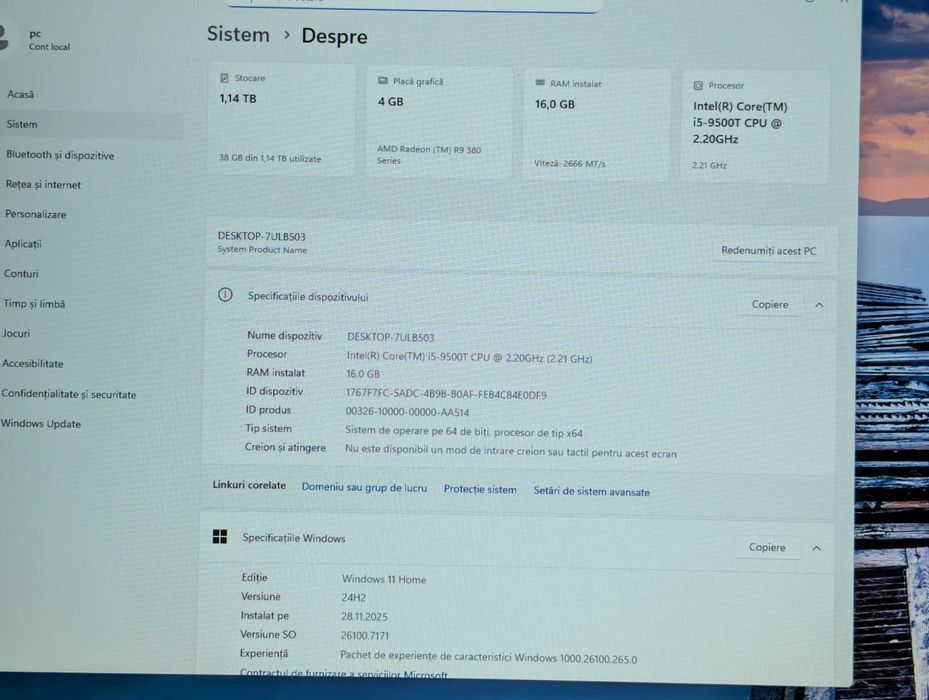 Pc calculator gaming, i5 9500t , ram 16 Gb ddr4