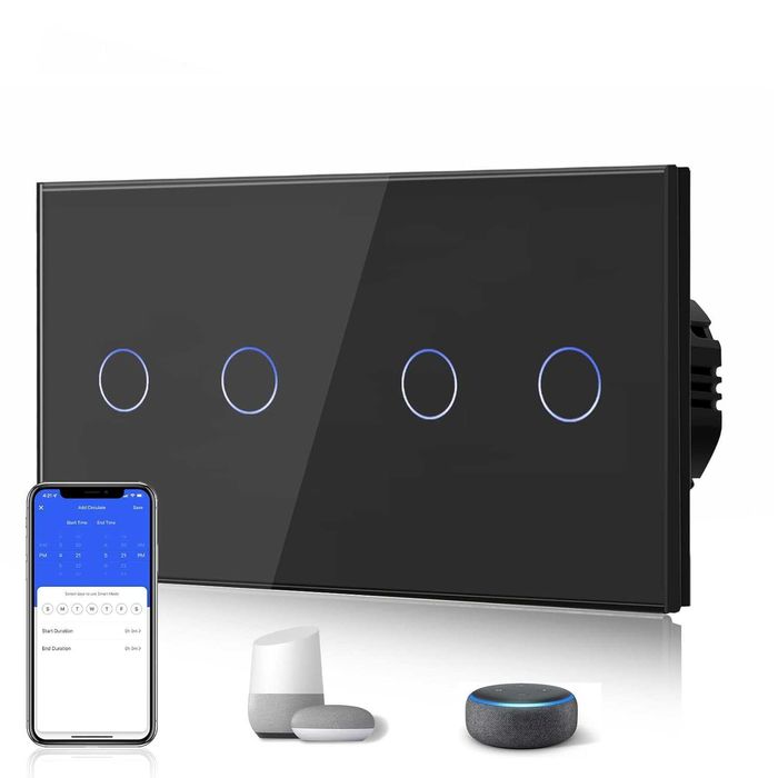 BSEED Smart Alexa Light Switch Double WiFi Touch Wall Light Switch