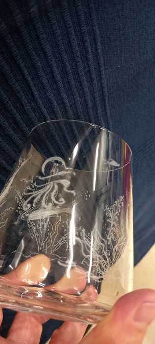 2 бр кристални гравирани чаши за вода Zara Home; може да се добави име