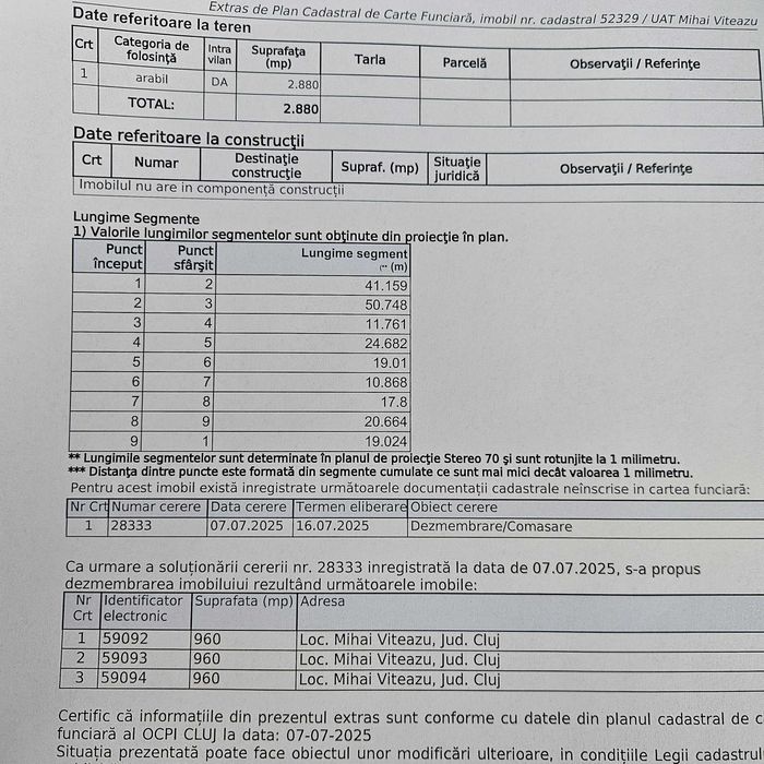 Vand teren Intravailan Comuna Mihai Viteazu  jud cluj 3 parcele.