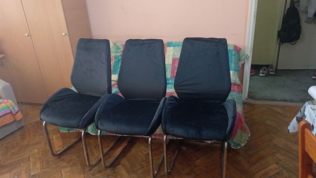 Set 3 scaune catifea