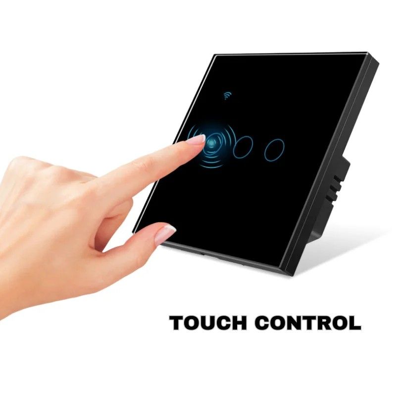 Intrerupator smart touch, WiFi, Sticla, iUni 3G, 10A, Black