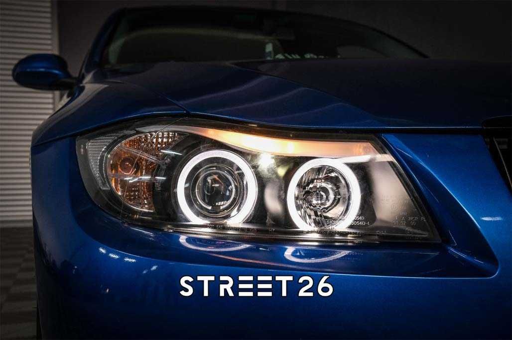 Faruri BMW Seria 3 E90 E91 (2005-2008) Angel Eyes Negru