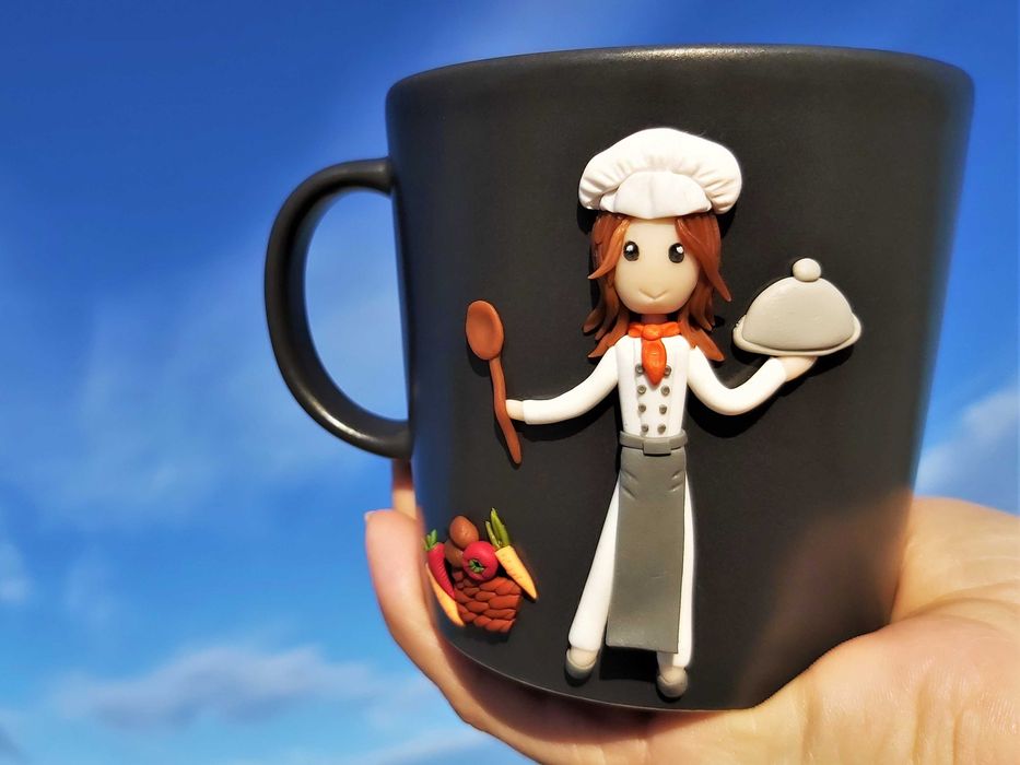Cana handmade personalizata bucatar/masterchef din fimo