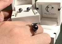 черный жемчуг кольцо с бриллиантом золото 750 проба