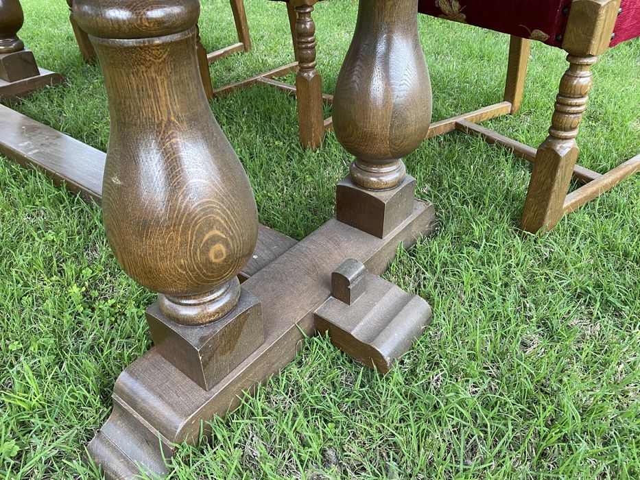 Френска трапезна маса от масивен дъб 210/90/ 74 + 4 стола