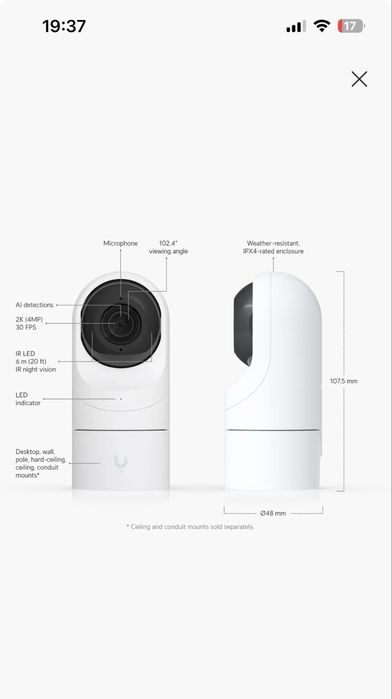 Camera Ubiquiti UniFi G5 Flex Sigilata