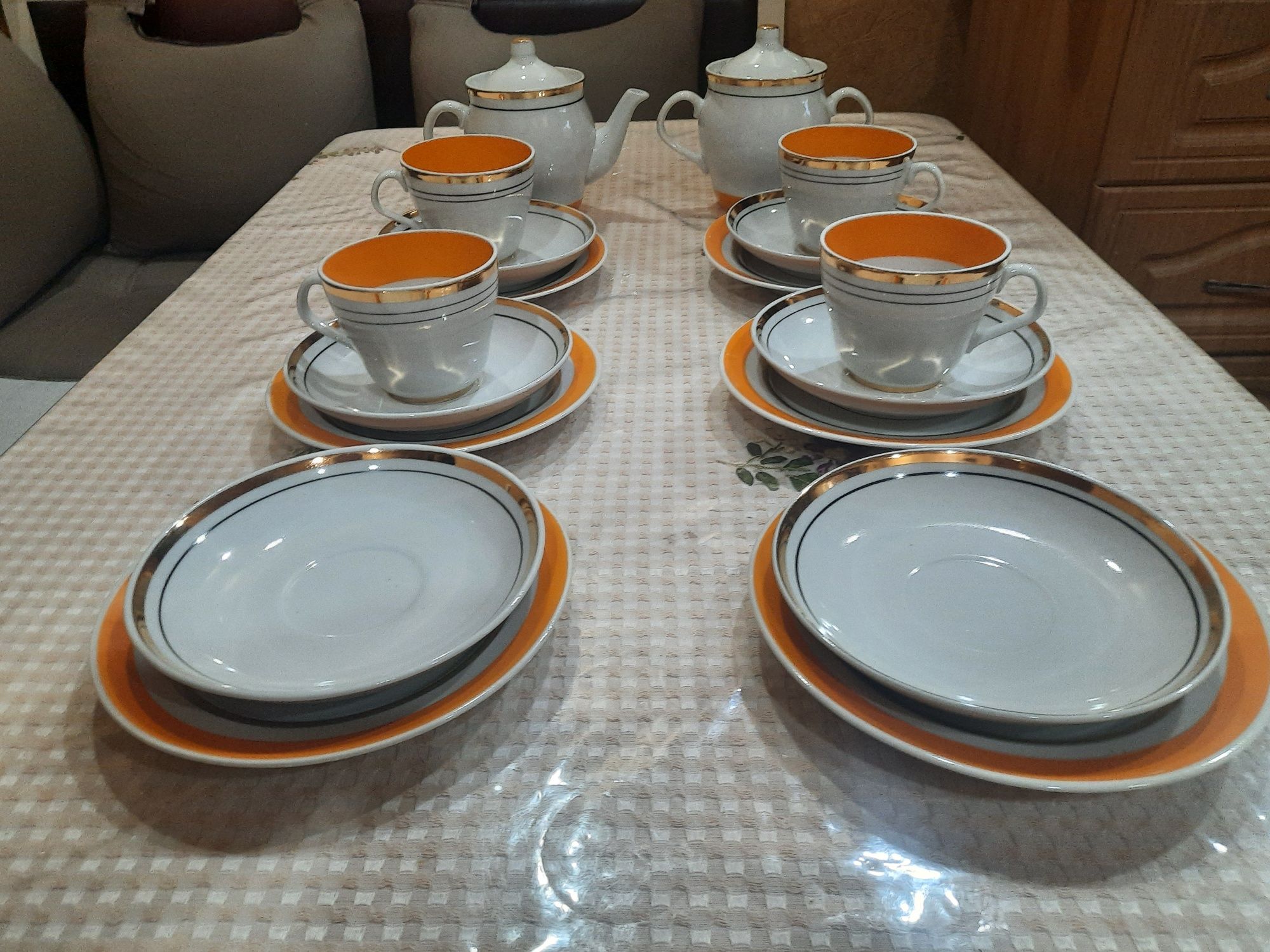 Редкий, чайный сервиз, Хайтинский ФЗ из 15 предметов на 4 персоны, в а