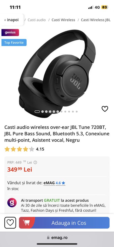 casti JBL 720 BT