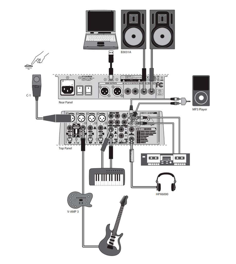 Микшерный пульт BEHRINGER XENYX QX1204USB Klark Teknik.