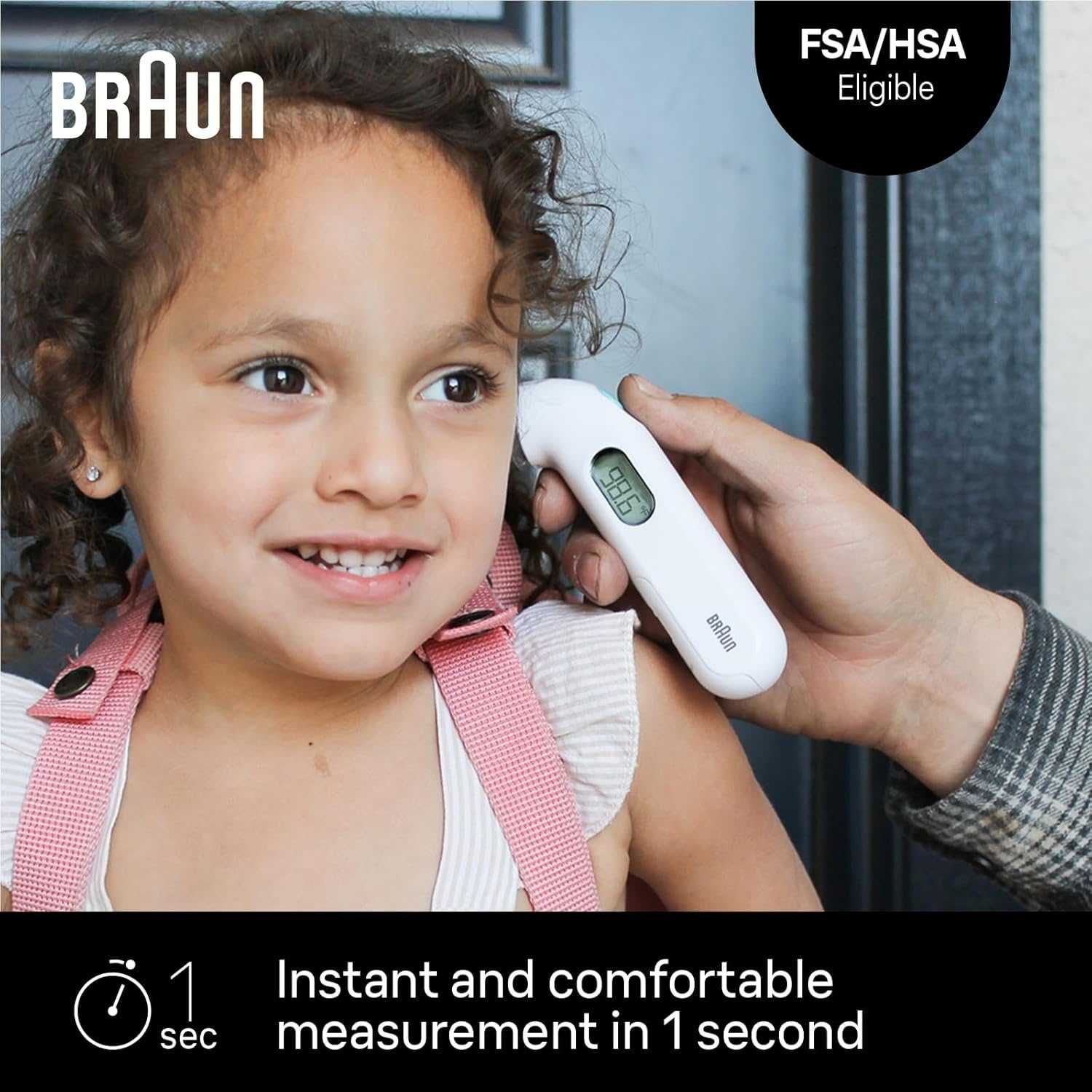 Термометър за ухо Braun,звуков сигнал за температура, цифров дисплей