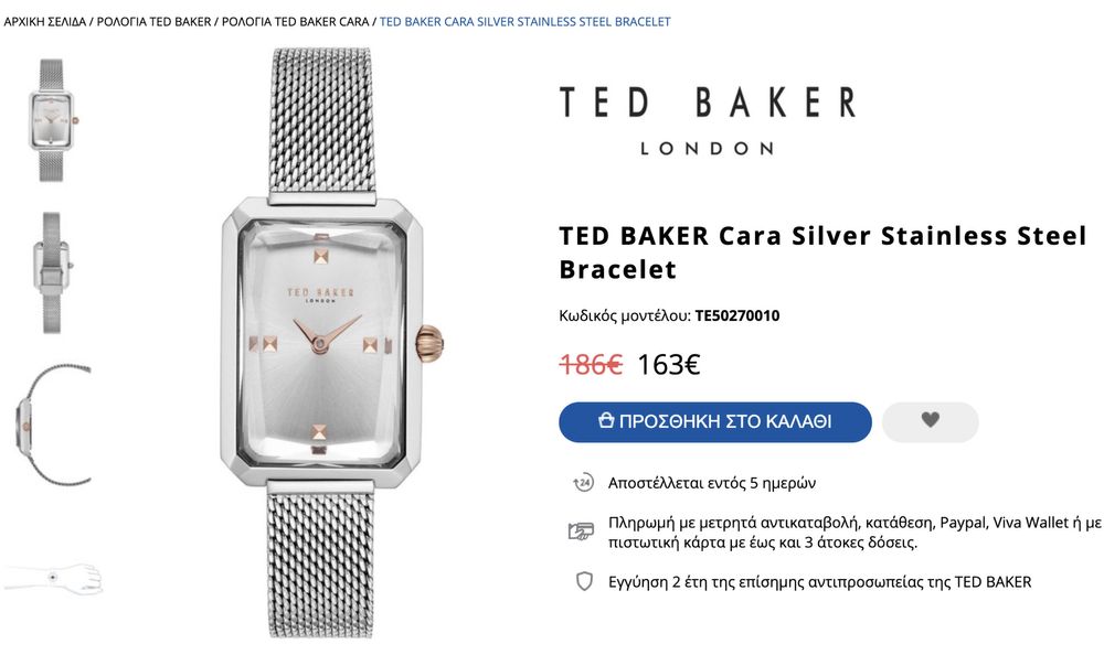 Ceas Dama Ted Baker Cara Silver Stainless Steel