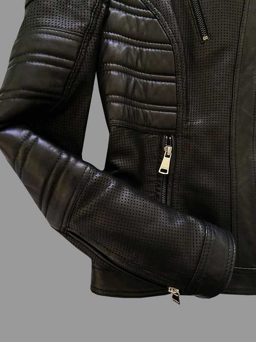 ROCKEDS Черна рокерия. Кожено яке висок клас естествена кожа