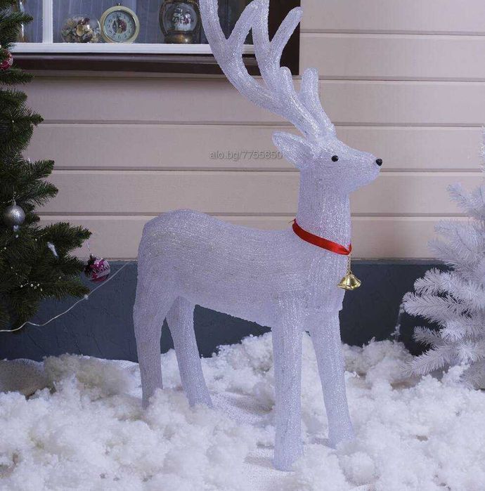 Луксозен коледен светещ елен от акрилтип стъкло 150см х 100см