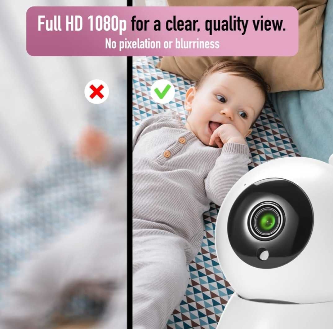 Бебефон Sainlogic 1080P FHD 5-инчов LCD дисплей дневен и нощен изглед