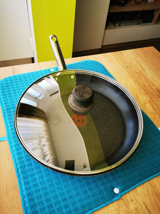 Vand tigaie Tefal Duetto antiaderenta 32cm exterior inox+capac transpa