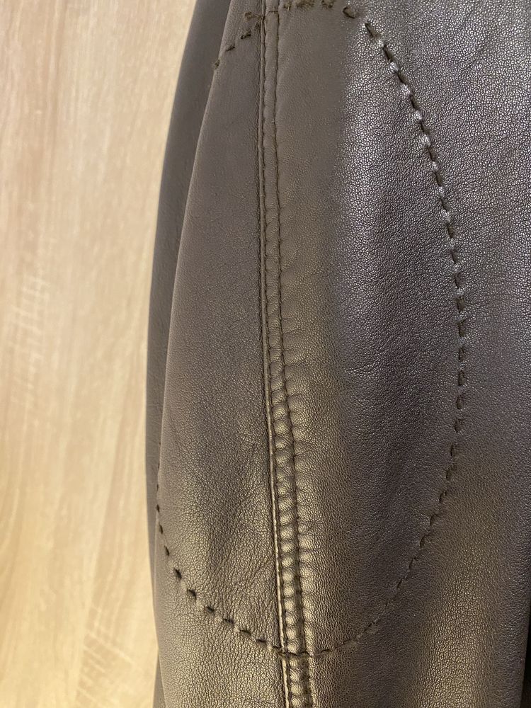 Geaca cu doua fete Massimo Dutti - din piele maro si din fas kaki