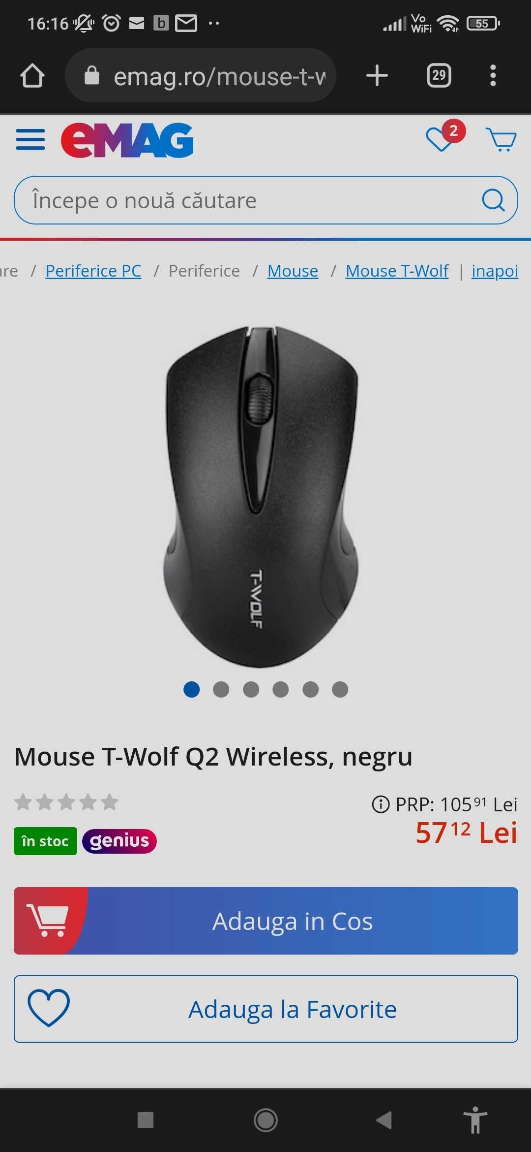 Mouse t-wolf Q2 Q4 wireless negru