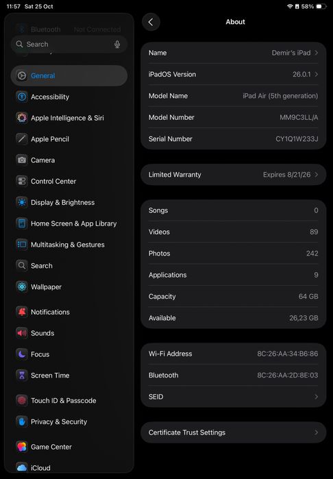 Ipad air m1 masla 10/10 100% 30sikl full komplekt