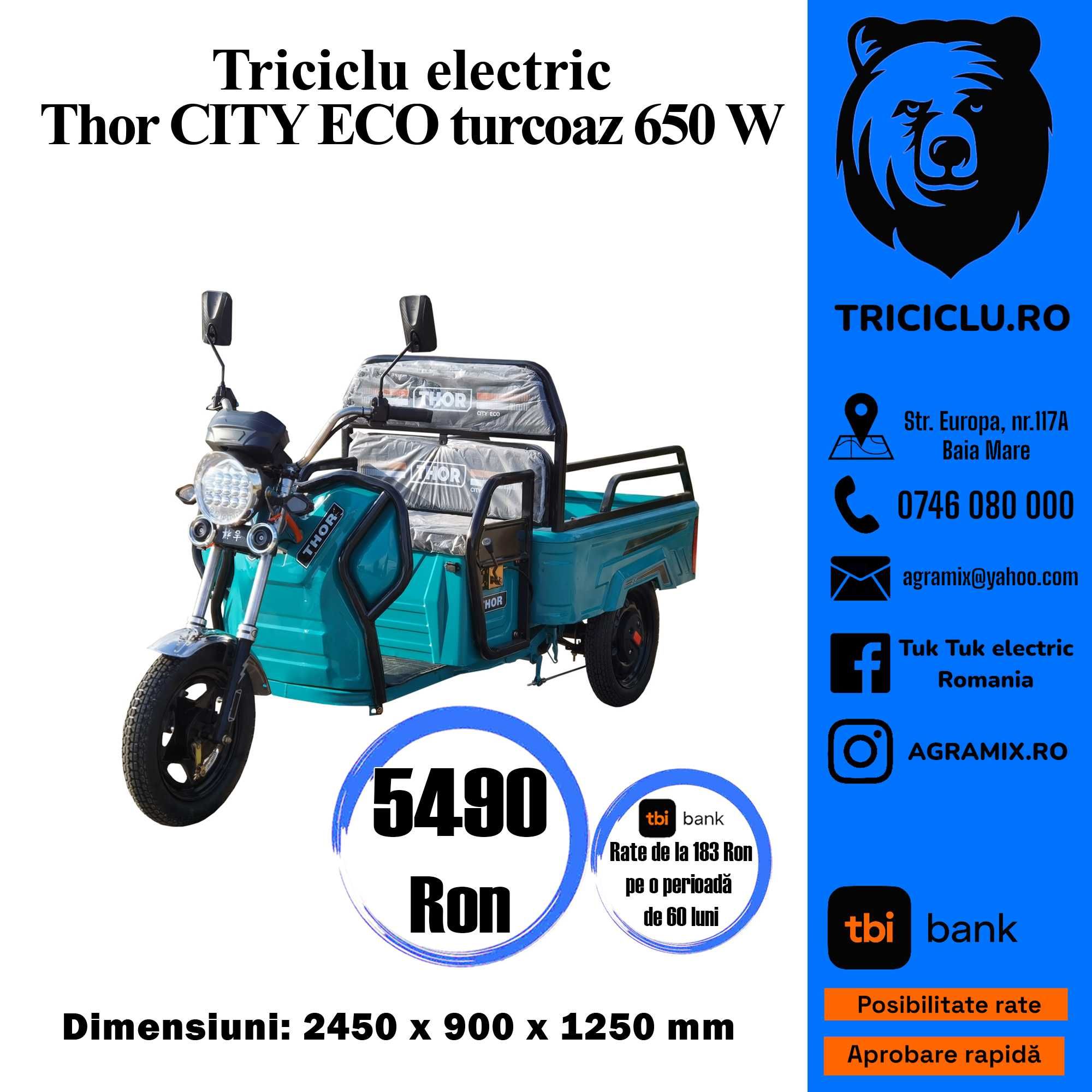 Triciclu electric Thor CITY-ECO rosu,verde,turcoaz, albastru Agramix