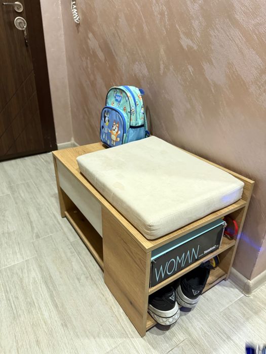 Комплект шкаф за обувки и пейка с място за съхранение