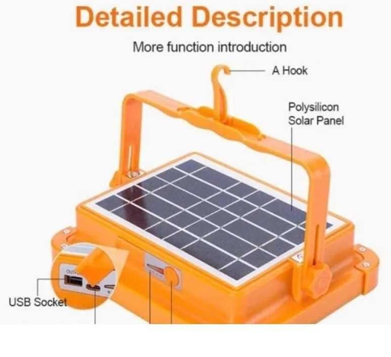 Lampa proiector solar portabil 300w camping pescuit foisor rulote etc