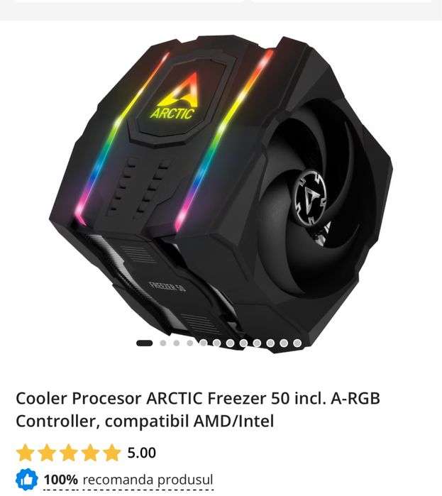 Cooler cpu arctic freezer 50 argb – am4 am5 Ryzen 3D