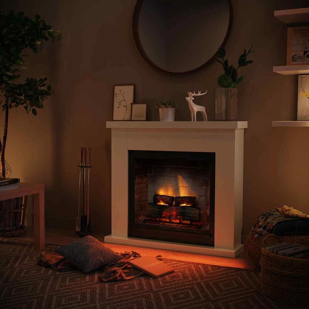 Frode Pure White semineu electric PowerFlame 2