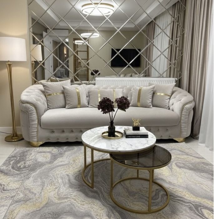 Canapea  Chesterfield  bej auriu