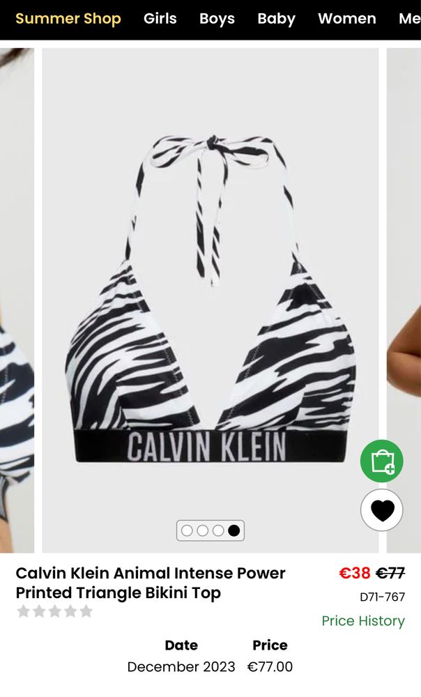 Calvin Klein бански Animal Intense Power Printed Triangle Bikini Top