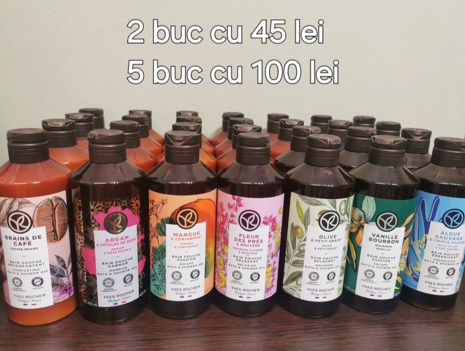 5 geluri de dus Cafea sau alte sortimente 400 ml, Yves Rocher