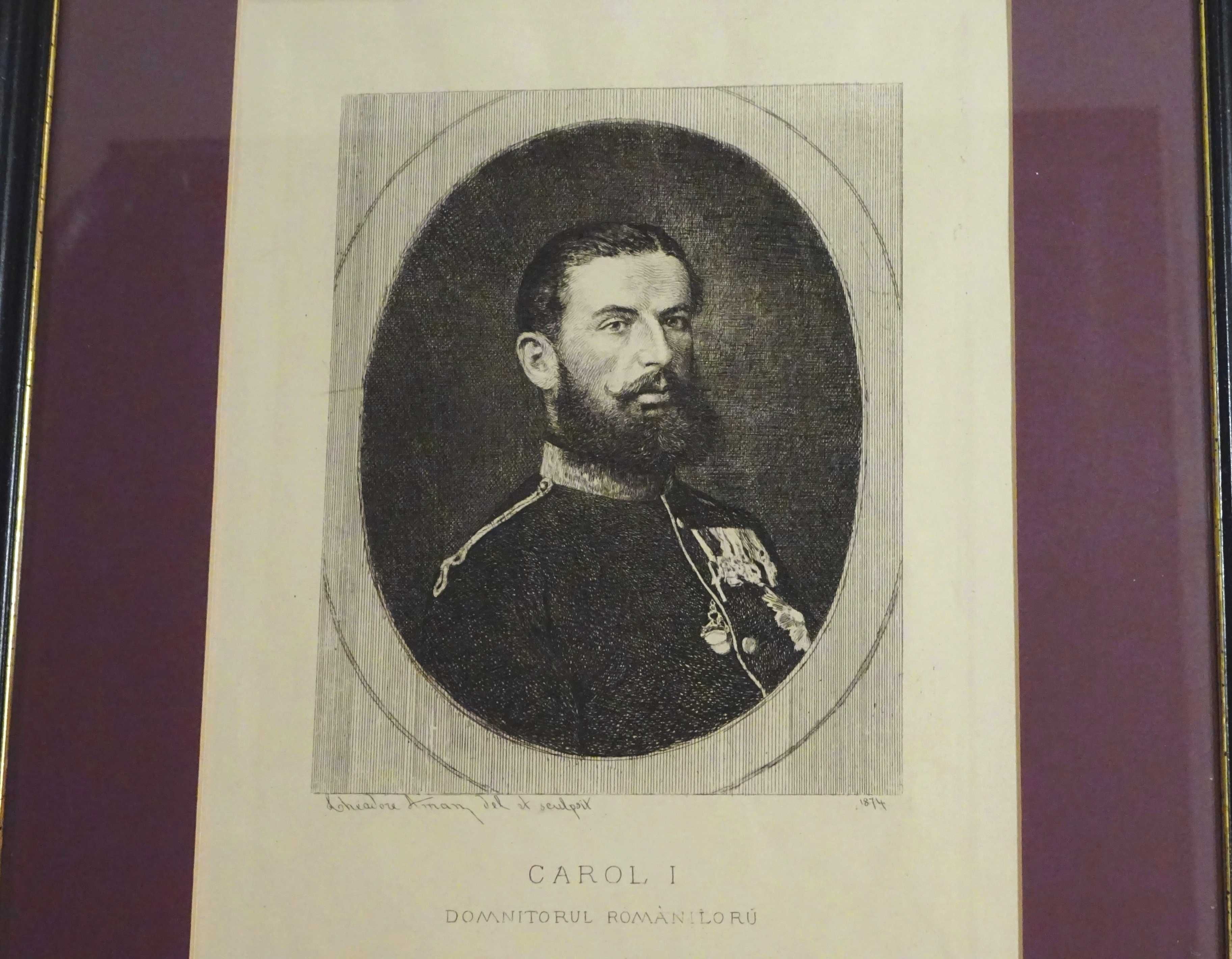 Theodor Aman, Domnitorul romanilor, Carol I, Gravura, 1874,prima serie