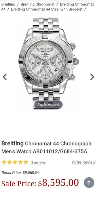 Продавам оригинален мъжки часовник   Breitling Chronomat 44 Chronograp