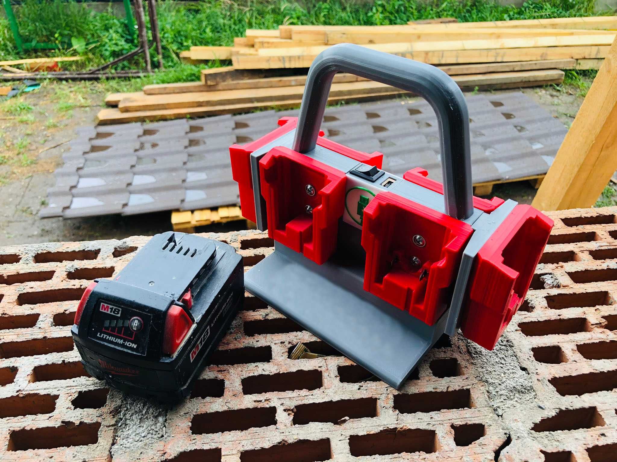 Suport organizare 6x Acumulatori Milwaukee M18 18V incarcator telefon