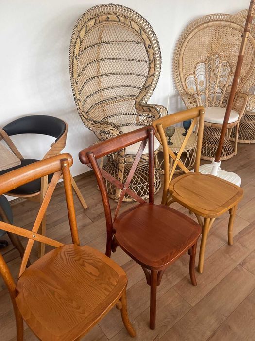 Scaune lemn (PILGRIM Crossback) evenimente, hambar pernuță inclusă