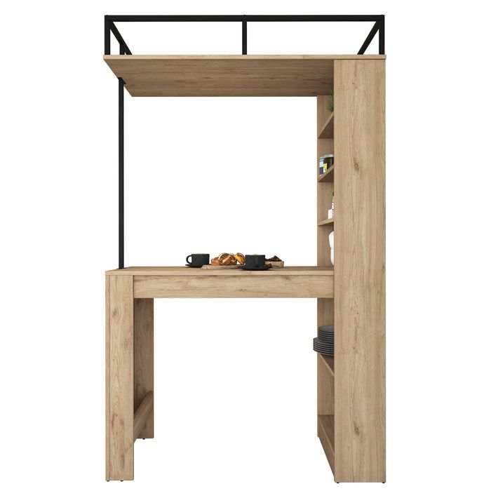 Бар маса Puzzle-home 3173, ПДЧ и метал, Цвят орех, - ПРОМО