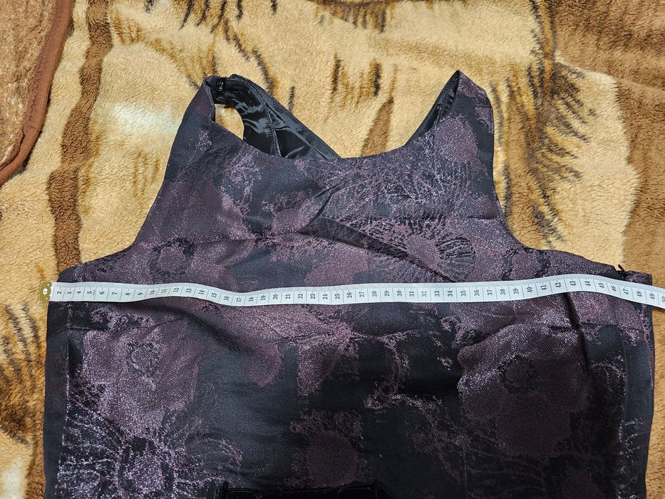 Rochie lungă, neagră cu mov, mar XL, 42-44, elegantă, nuntă, gală