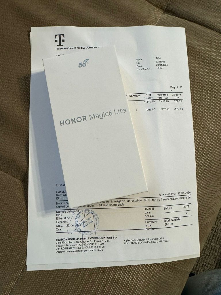 Honor Magic 6 Lite 256 GB/Black Sigilat Nou 
Preț fix