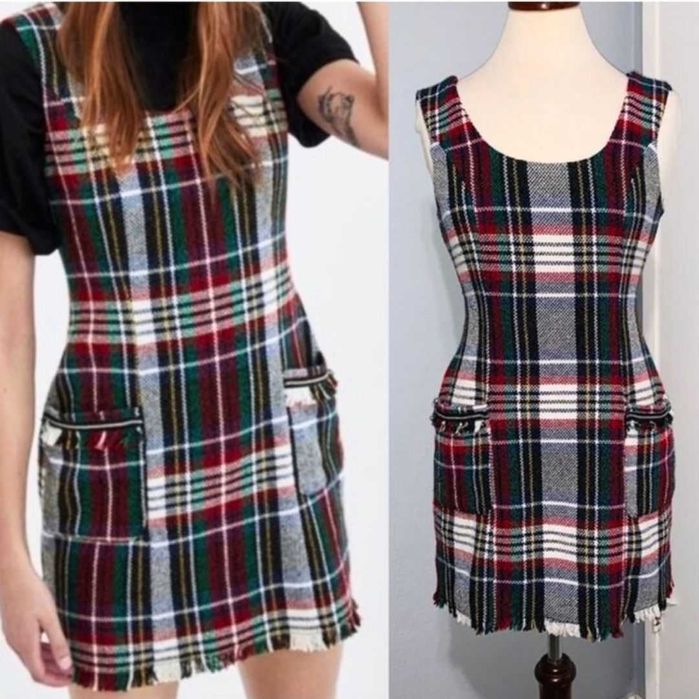 Дамски зимен сукман в каре ZARA TRF  - S/36