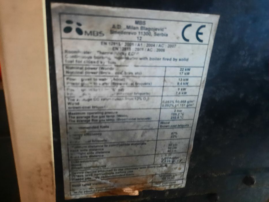 Termosoba ,,centrala,, pe lemne cu plita și cuptor  22kw