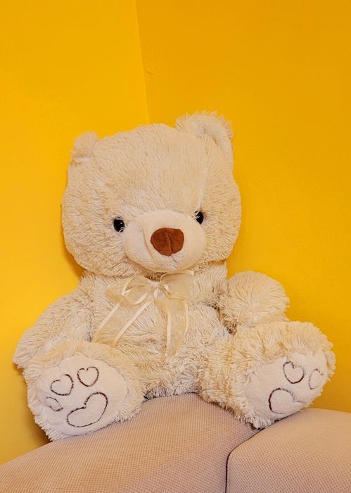 Urs de Plus Crem Pufos 50cm Inaltime, Lățime +40cm,