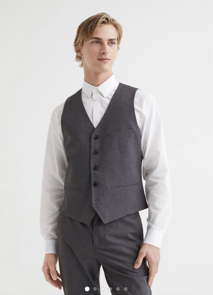 Vestă de costum Slim Fit H&M gri, mărime 36 (S/M) *transp gratuit