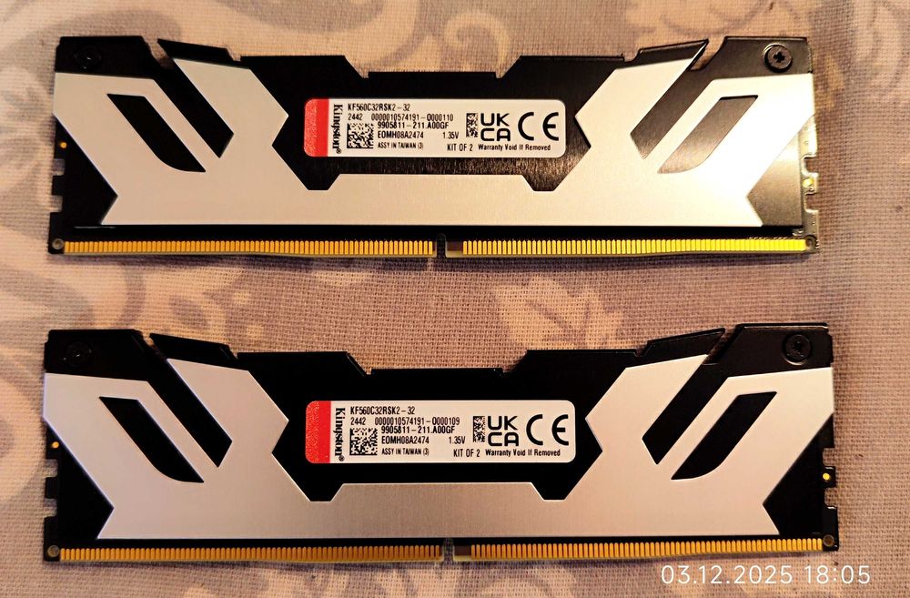 Рам памет 32GB DDR5 6000 Kingston Fury Renegade Silver - Гаранция