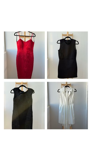 4 официални рокли - 2 черни, бяла, червена