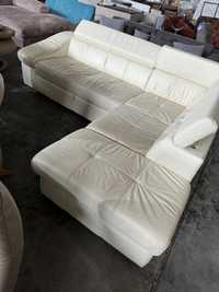 Разтегателен ъглов диван от естествена кожа, внос Германия