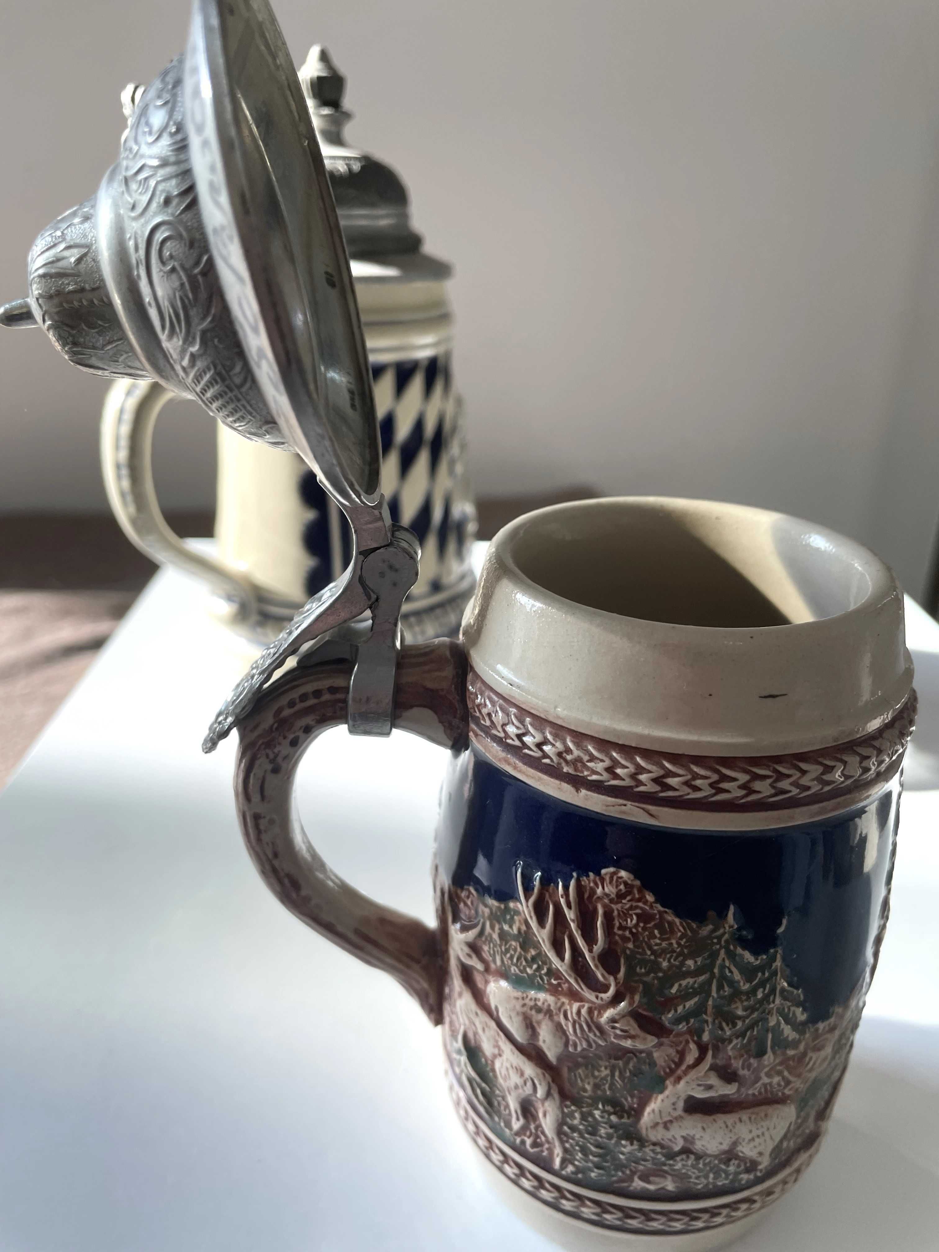 Halba bere Germania, 350 ml, ceramica groasa, capac de zinc