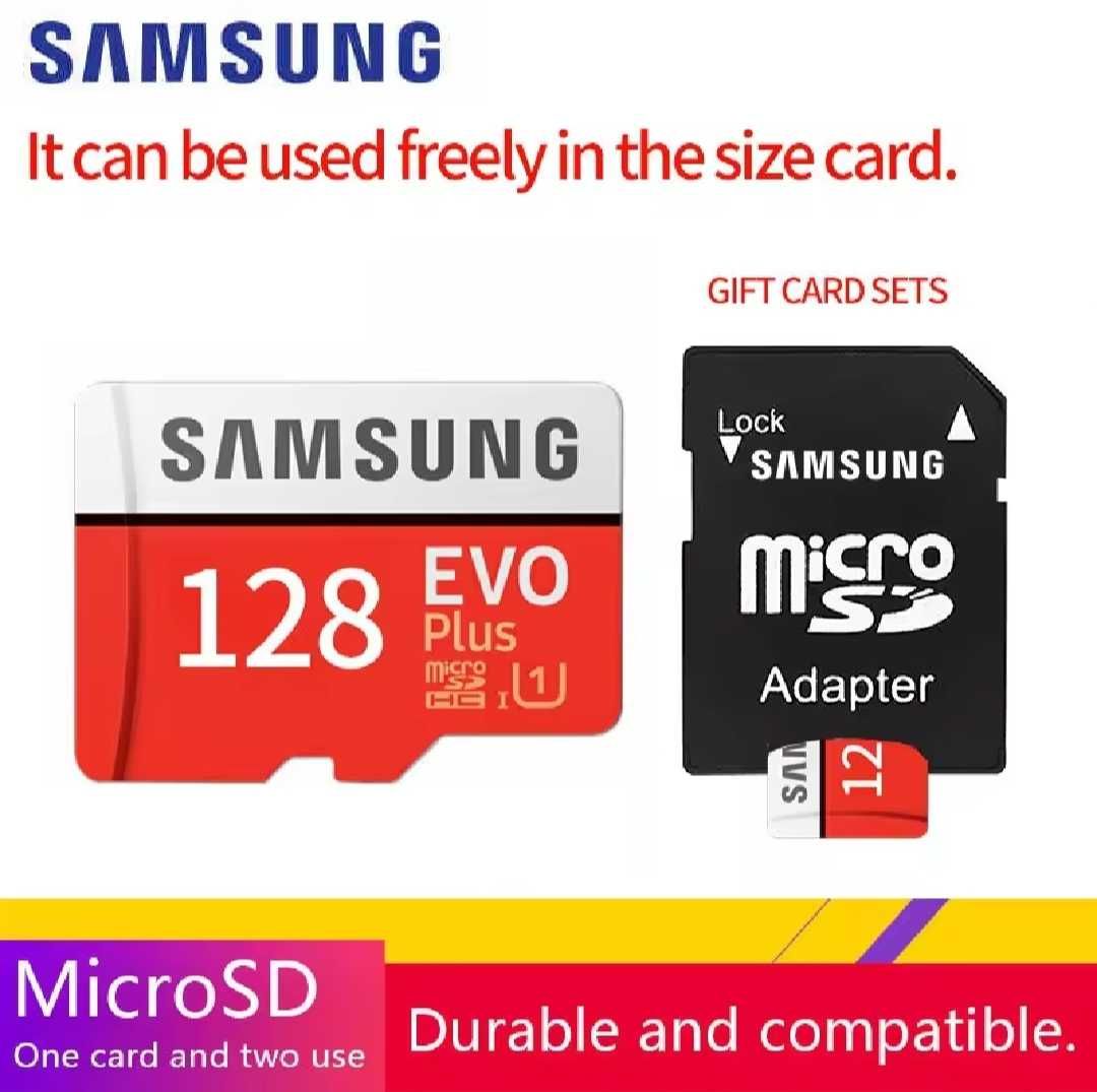 Оригинална SD мемори/памет/  карта Samsung 128gb
плюс мемори адаптер