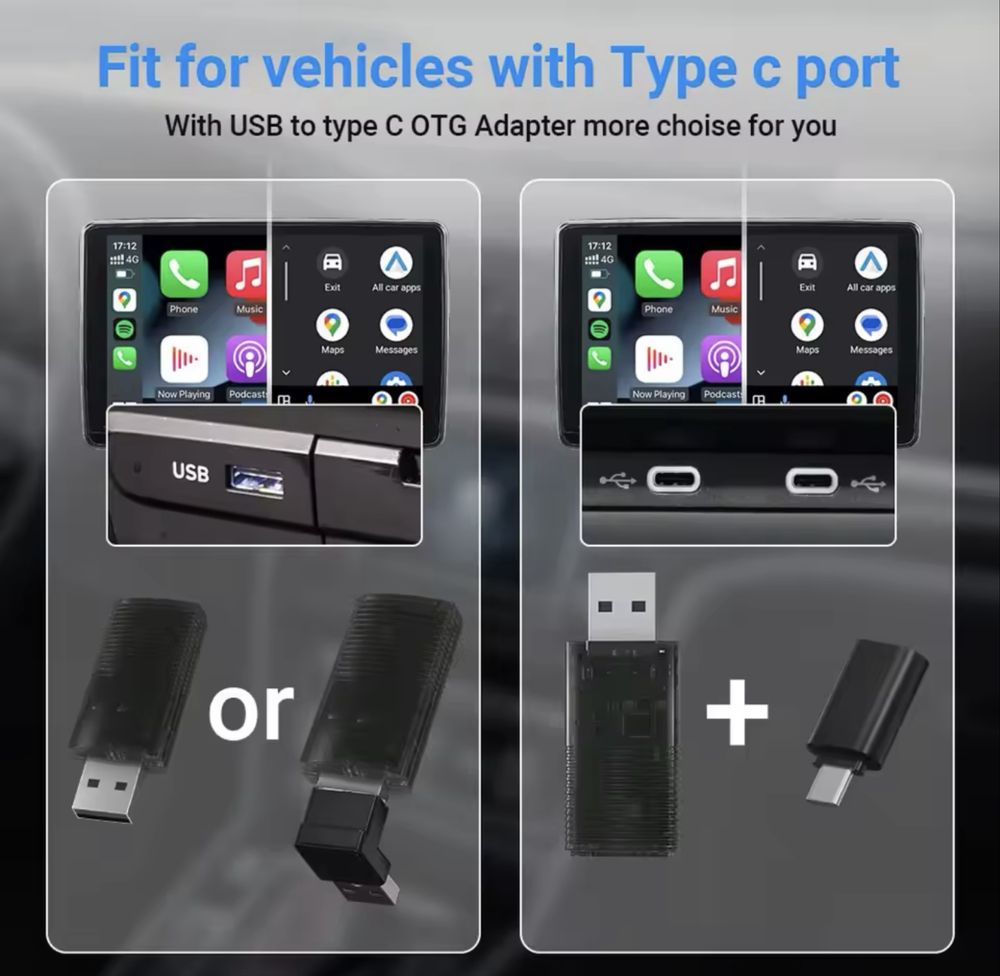 Wireless/безжичен Car adapter 2 в 1/CarPlay/Android Auto/АндроидАуто