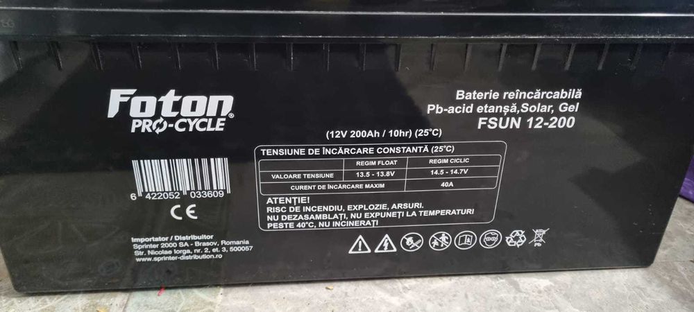 Acumulator Solar cu gel Foton FSun12-200 12V 200Ah