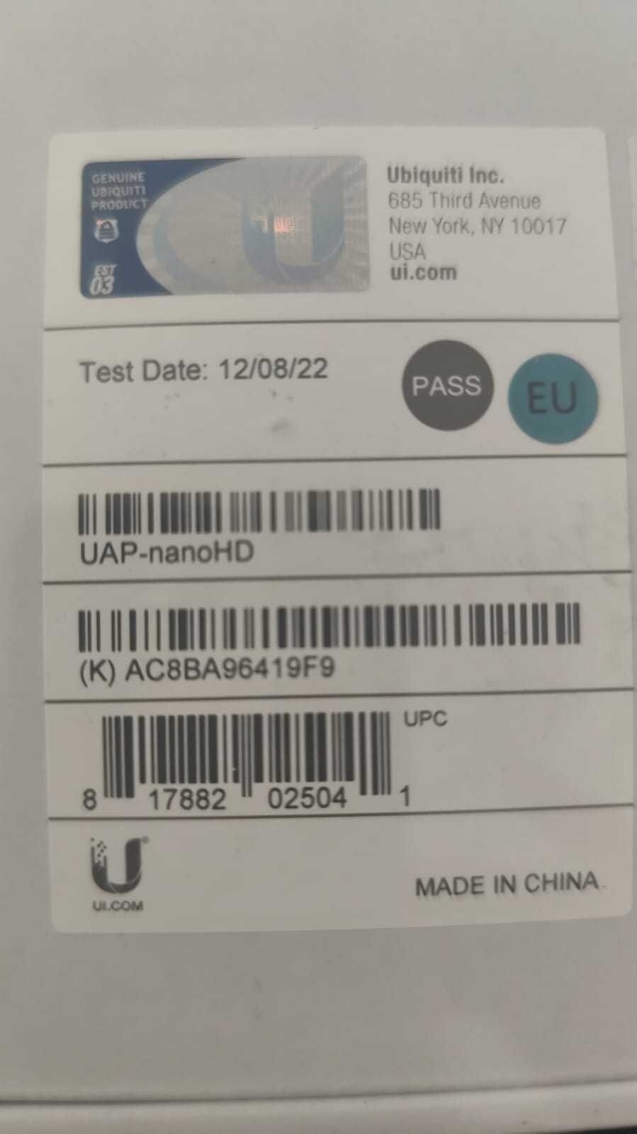 WiFi точка доступа Ubiquiti UAP-NANOHD